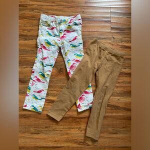Bird Print and Solid Tan Pants Set sz 4T